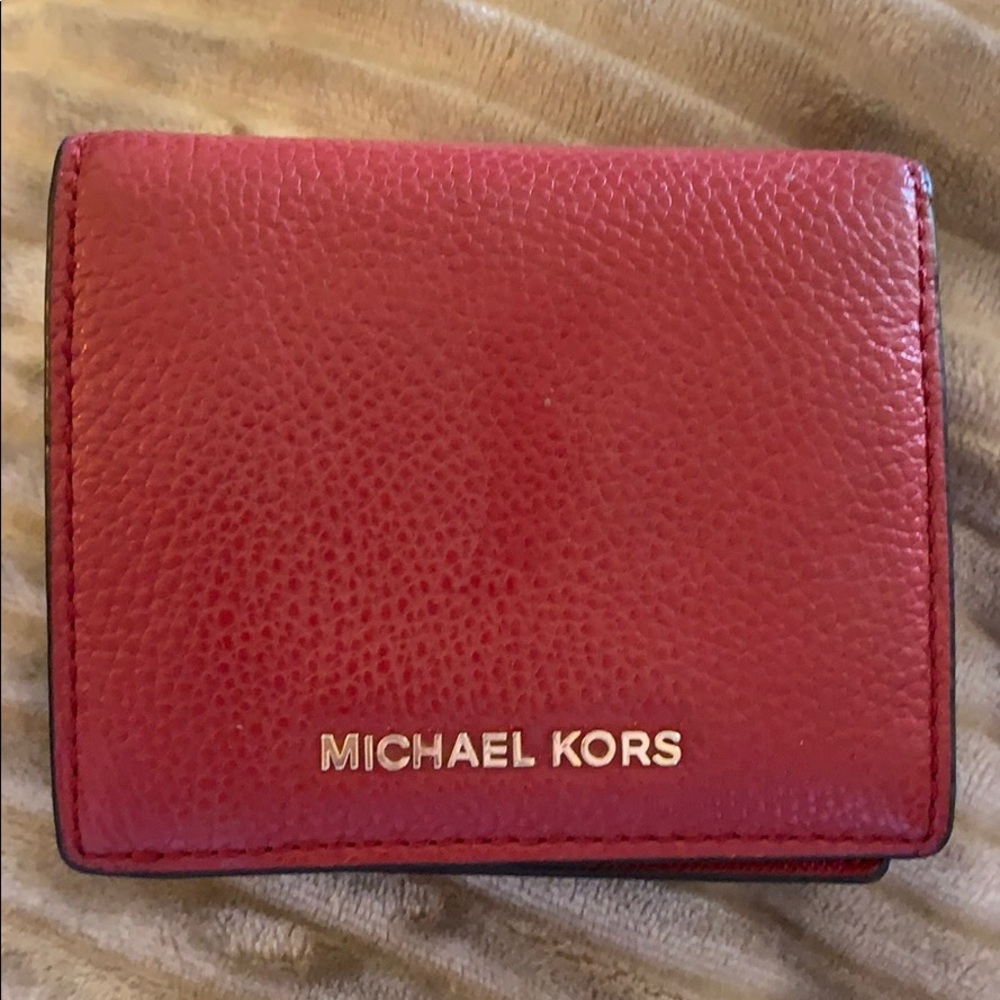 Michael Kors red leather wallet bifold